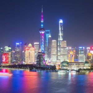 beautiful shanghai skyline and huangpu river at night